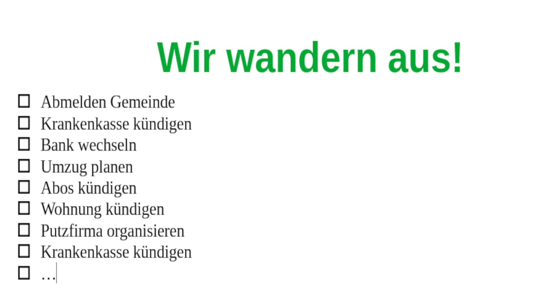 ToDo-Liste Auswandern aus der Schweiz auf die Philippinen